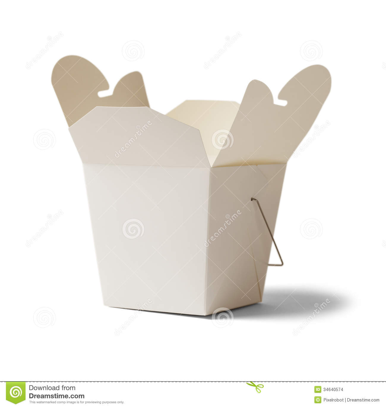 White Take Out Box Open With Copy Space Isolated On White Background