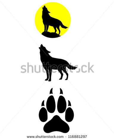 Wolf Howling At The Moon Howling Wolf Wolf Paw    Stock Vector