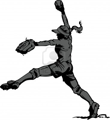 12805177 Vector Illustration Silhouette Of A Fastpitch Softball Player