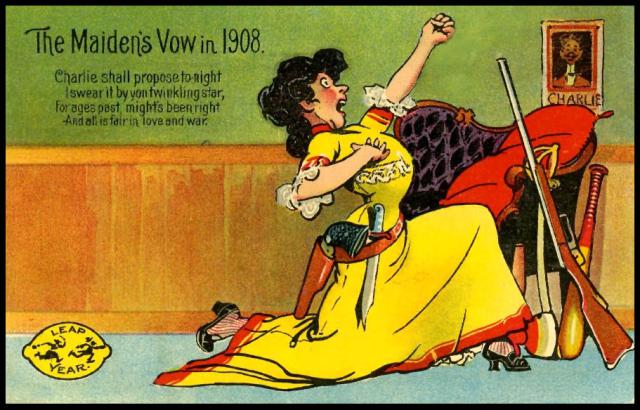     Art Of A Vintage Maiden S Vow Leap Year Card   Public Domain Image