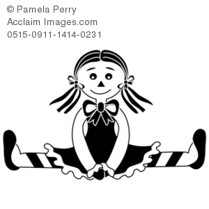 Black And White Clip Art Illustration Of A Rag Doll   Acclaim Stock