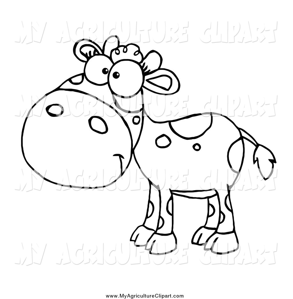 Cartoon Agriculture Clipart Of A Black And White Baby Cow By Hit Toon