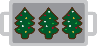 Clip Art Of Three Green Christmas Tree Cookies On A Holiday Tray