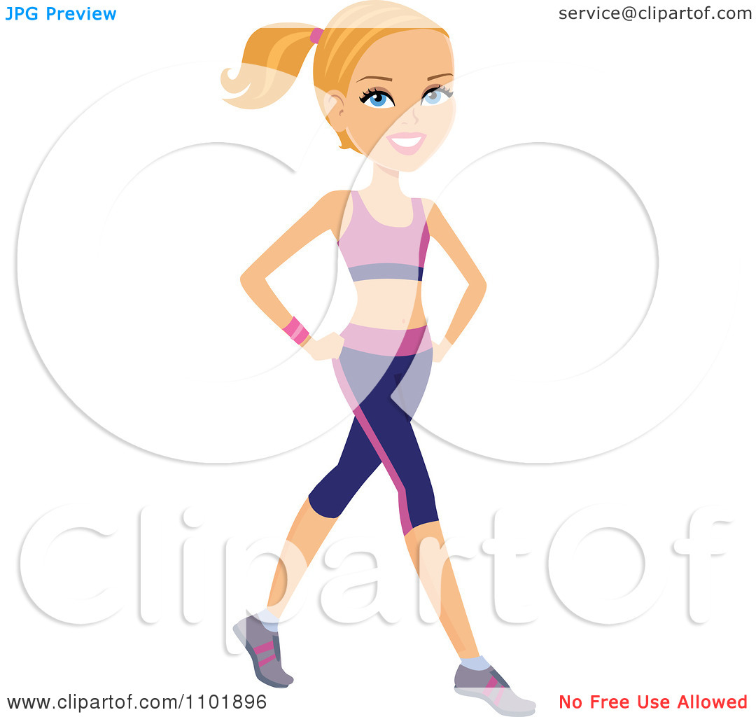 Clipart Beautiful Blond Fit Woman In An Aerobics Outfit   Royalty Free
