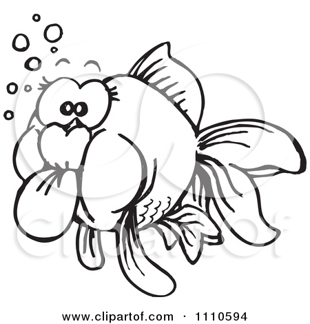 Clipart Black And White Goldfish   Royalty Free Illustration By Dennis