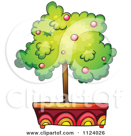 Clipart Of A Potted Fruit Tree   Royalty Free Vector Illustration By