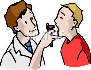 Doctor Looking Down A Boys Throat   Royalty Free Clipart Picture