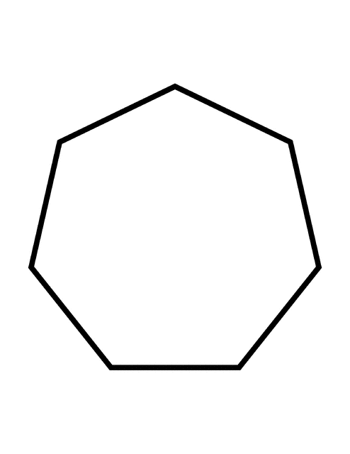 Flashcard Of A Polygon With Seven Equal Sides   Clipart Etc