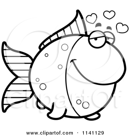 Goldfish Clipart Black And White 1141129 Cartoon Clipart Of A Black