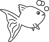Goldfish With Bubbles Outline For Address Labels Or Rubber Stamps