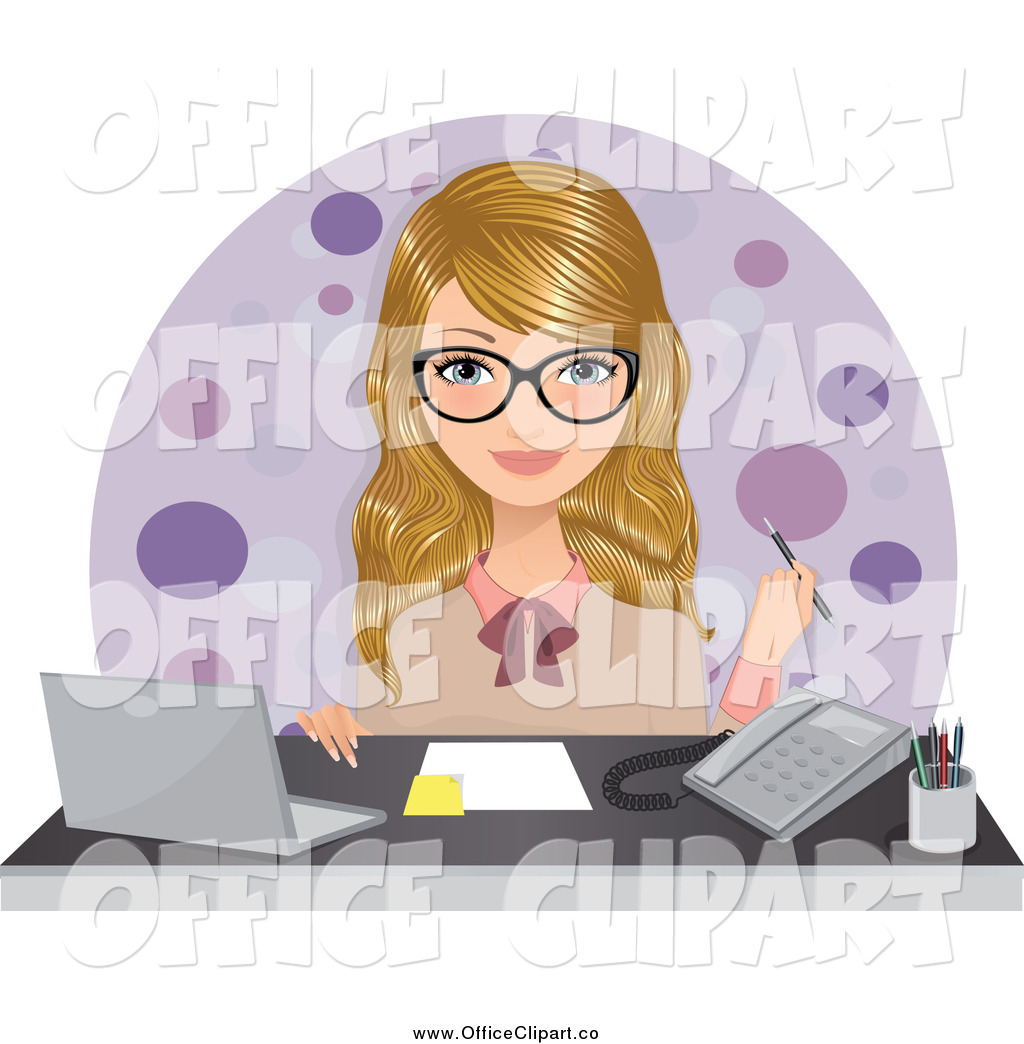 Larger Preview  Vector Clip Art Of A Blond White Secretary Seated At