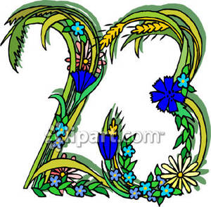 Number 23 Made Of Flowers   Royalty Free Clipart Picture