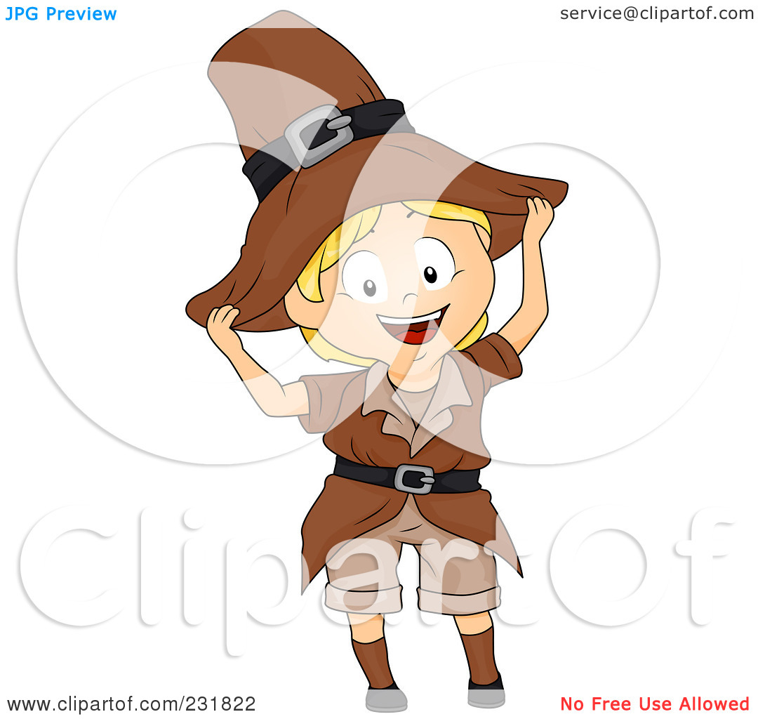 Rf  Clipart Illustration Of A Thanksgiving Boy In A Pilgrim Outfit