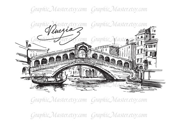 Rialto Bridge Venice Italy View Traveling Graphics Digital Image