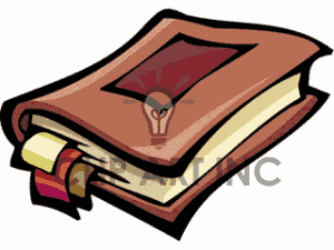 Royalty Free Old Brown Book With Bookmarks Sticking Out Of It Clipart    