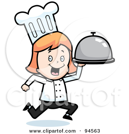 Royalty Free  Rf  Clipart Illustration Of A Chef Girl Running With A
