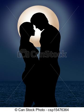 Stock Illustration Of Couple Under Moonlight Romance Csp15476364