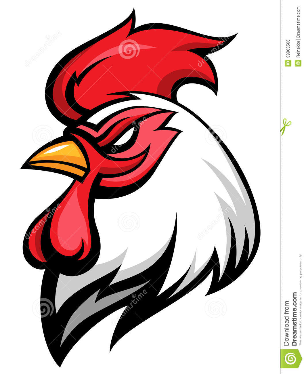 Angry Rooster Mascot Team Symbol Isolated On White 