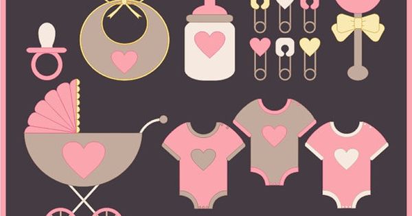 Baby Shower Clipart Baby Girl Clipart Royalty Free Clipart Instant