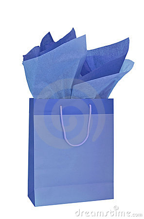 Blue Gift Bag With Tissue Paper Stock Photography   Image  17332362