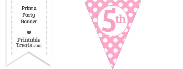 Carnation Pink Polka Dot Pennant Flag Ordinal Number 5th Free