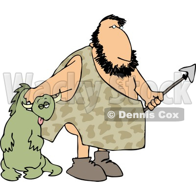 Caveman Carrying Dead Dinosaur Clipart   Dennis Cox  4271