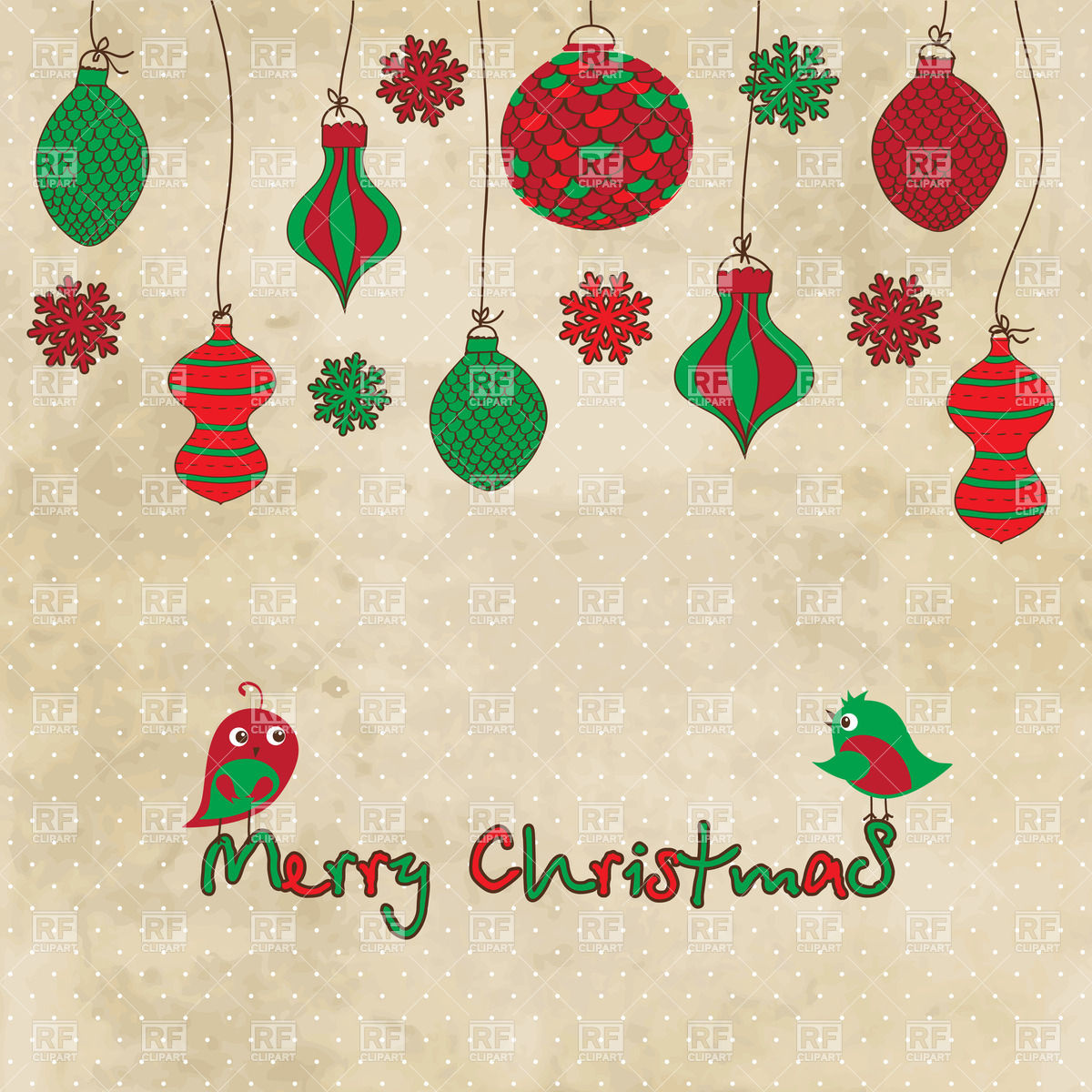 Christmas Decoration And Birds On Shabby Background Download Royalty    