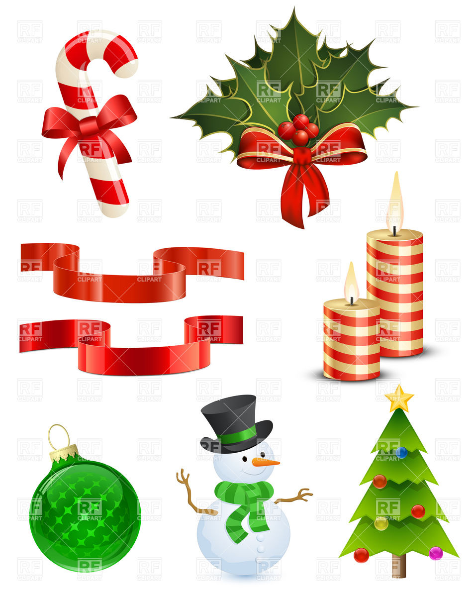 Christmas Decoration Icons Holiday Download Royalty Free Vector Clip    