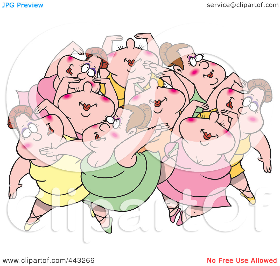 Clip Art Illustration Of Cartoon Nine Ladies Dancing By Ron Leishman