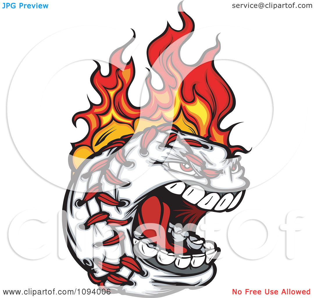 Clipart Screaming Flaming Baseball Character   Royalty Free Vector    