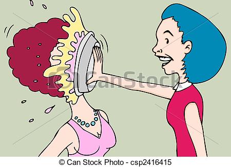 Clipart Vector Of Pie Fight Women Cartoon Csp2416415   Search Clip Art    