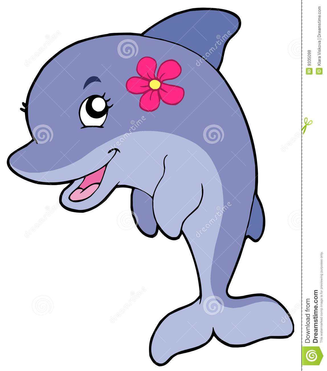Cute Dolphin Girl With Flower Royalty Free Stock Photos   Image