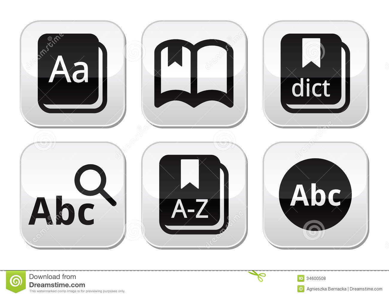 Dictionary Book Buttons Set Royalty Free Stock Photos   Image