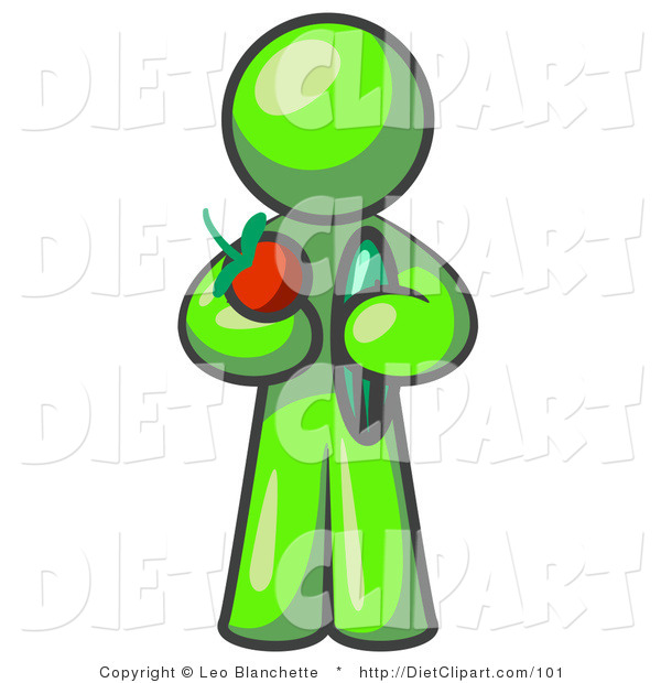 Diet Clip Art Of A Healthy Lime Green Man Carrying Fresh And Organic