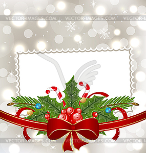 Elegant Card With Holiday Decoration   Vector Clipart   Vector Image