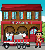 Fire Station Illustrations And Clip Art  592 Fire Station Royalty Free