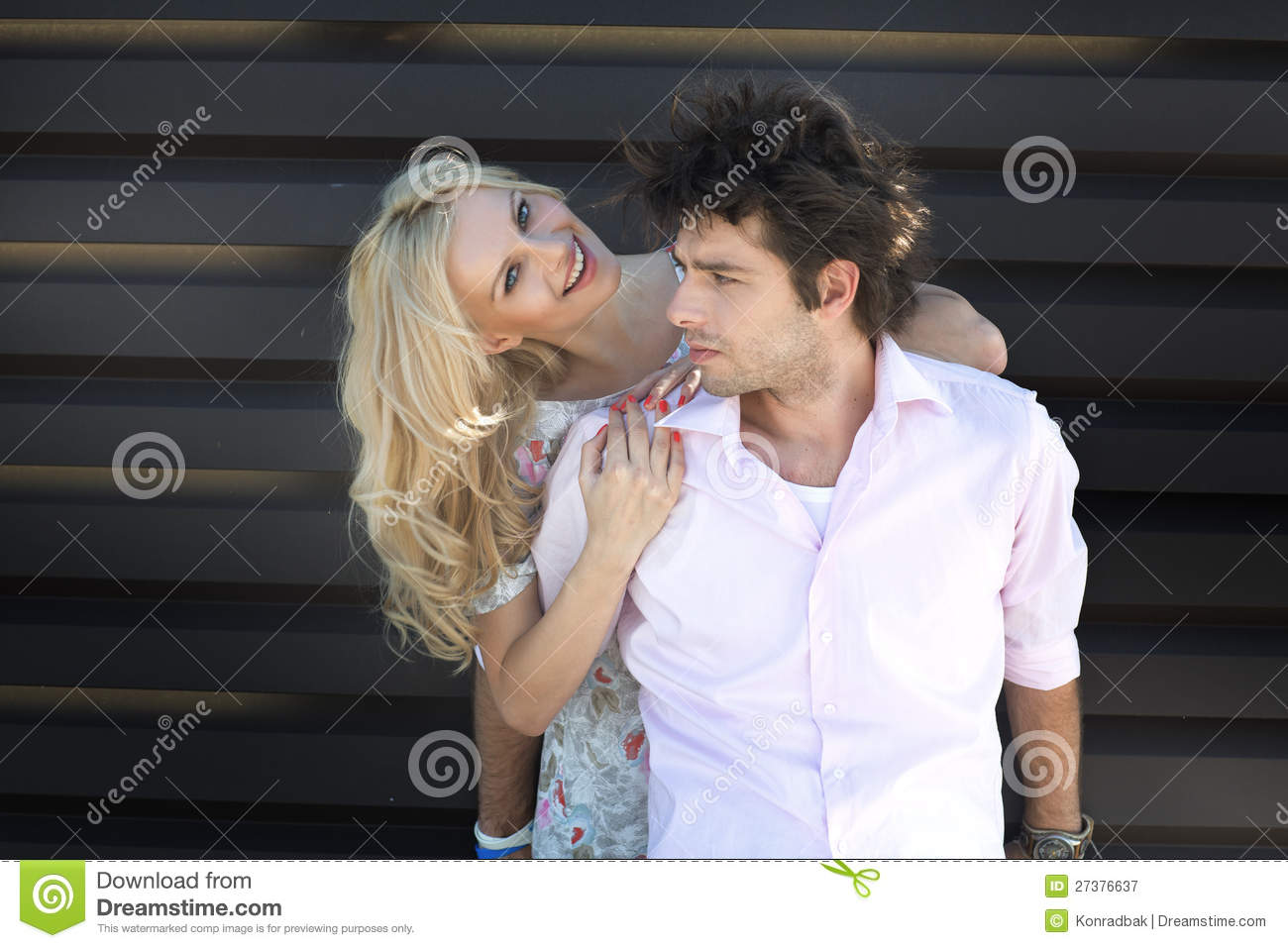 Pretty Blonde Lady With Her Boyfriend Royalty Free Stock Photography