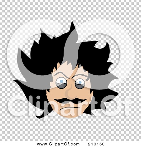 Rf  Clipart Illustration Of A Crazy Faced Man With Messy Black Hair