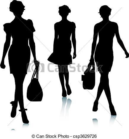 Vector   Silhouette Fashion Woman   Stock Illustration Royalty Free