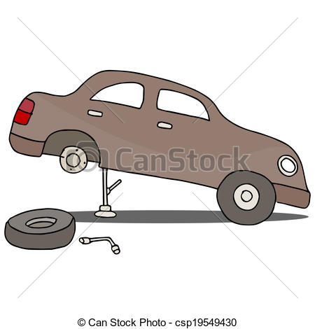 Vectors Of Fixing Flat Tire   An Image Of Fixing A Flat Tire
