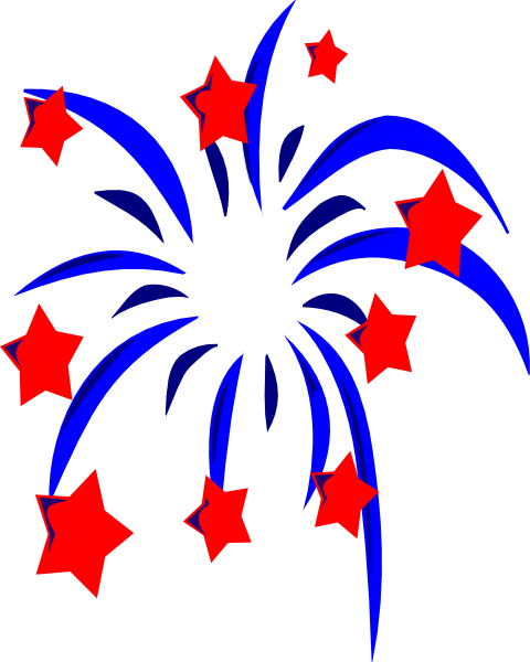 Blue Fireworks With Red Stars And Accents Clip Art At Clker Com