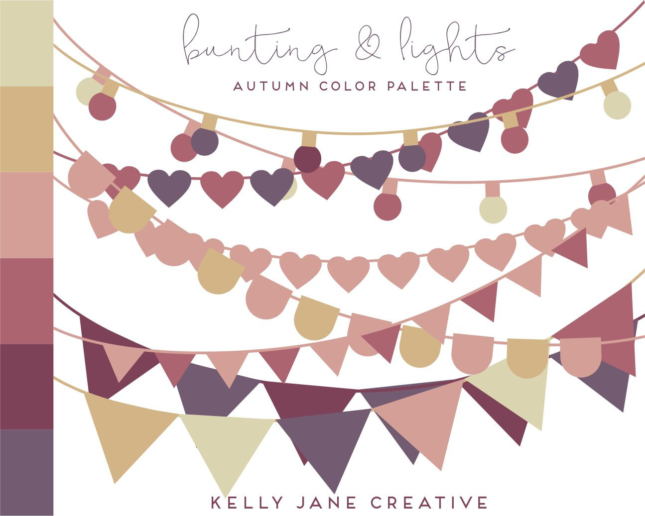 Bunting Clipart   String Of Lights In Autumn By Kellyjsorenson