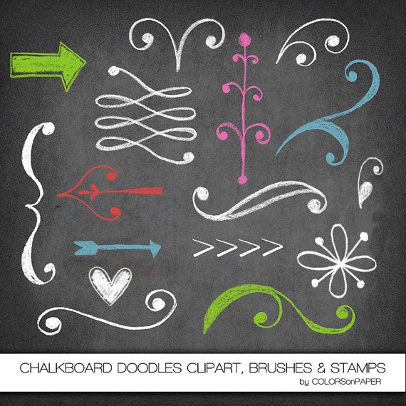 Chalkboard Doodles Clipart Photoshop Brushes And By Colorsonpaper  4    