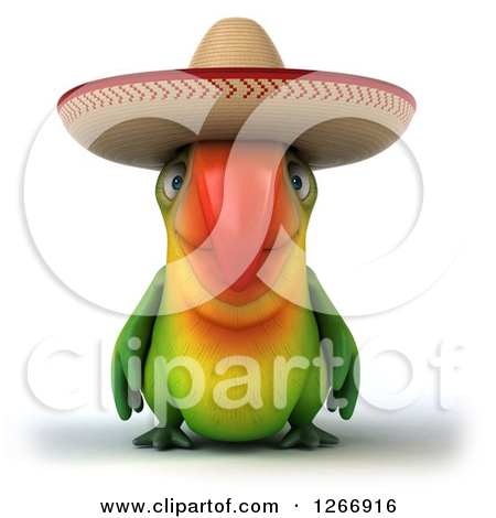 Clipart Of A 3d Green Mexican Parrot   Royalty Free Illustration By