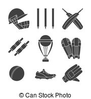 Cricket Game Vector Concept   Set Of Cricket Game Equipment   