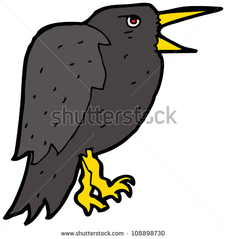 Crow Cartoon Clipart Squawking Crow Cartoon   Stock