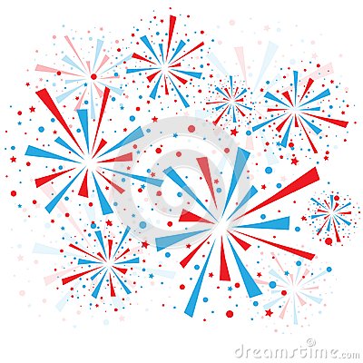 Fireworks Clipart White Background Big Red And Blue Fireworks On
