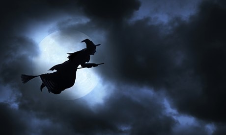 Halloween Witch  Is A Travel Sickness Drug Behind Flying Broomstick