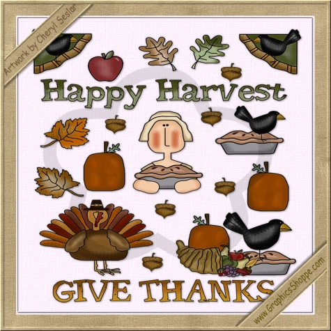 Happy Harvest Sticker Sheet Limited Pro Clipart By Cheryl Seslar    1    