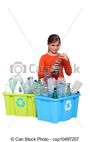 Stock Images Of Young Girl Recycling Plastic Bottles And Batteries